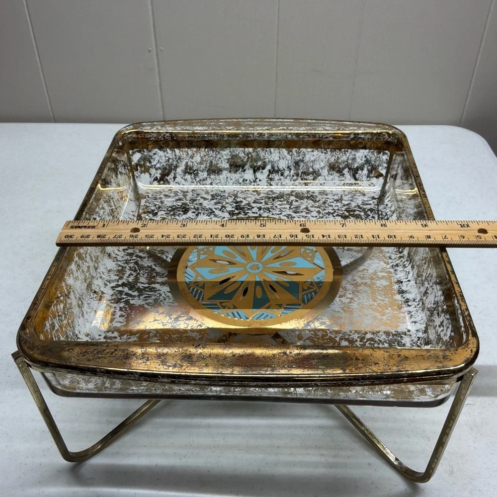 Georges Briard/Culver? MCM Vintage Unsigned Pyrex Baking Dish With Warmer Stand